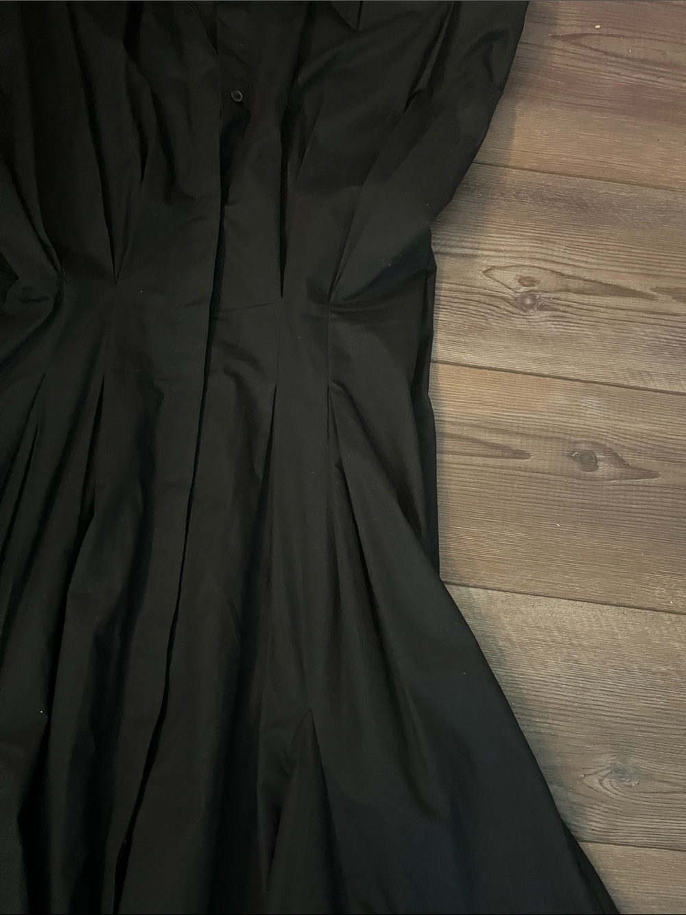 H&M Black Poplin Cotton Maxi Shirt Dress with Structured Shoulders - Picture 9 of 10